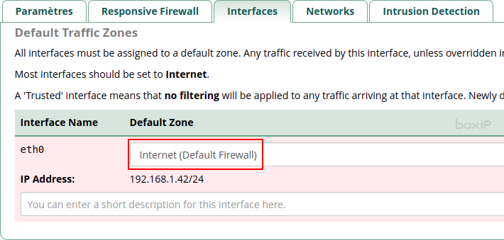 Configurer les interfaces du firewall de FreePBX