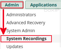menu Admin > System Recording (FreePBX)