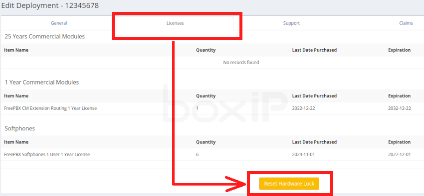 Reset Hardware Lock - FreePBX